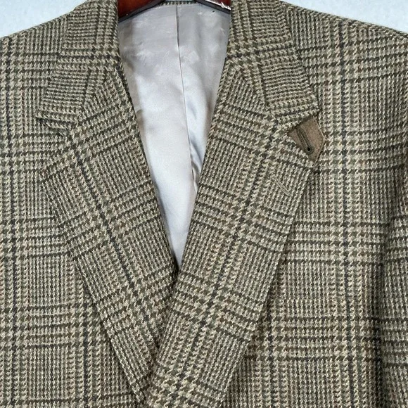 Vintage Lands‎ End Men's Houndstooth Wool Tweed Sport Coat Jacket 43 Long